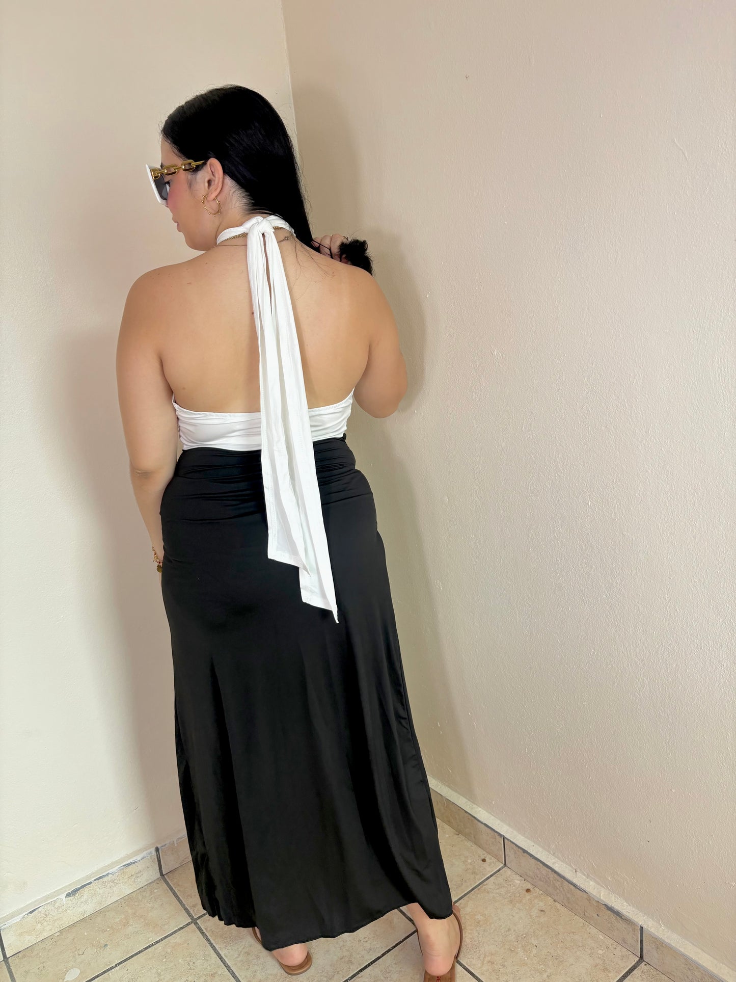 Sexy White & Black Maxi Dress