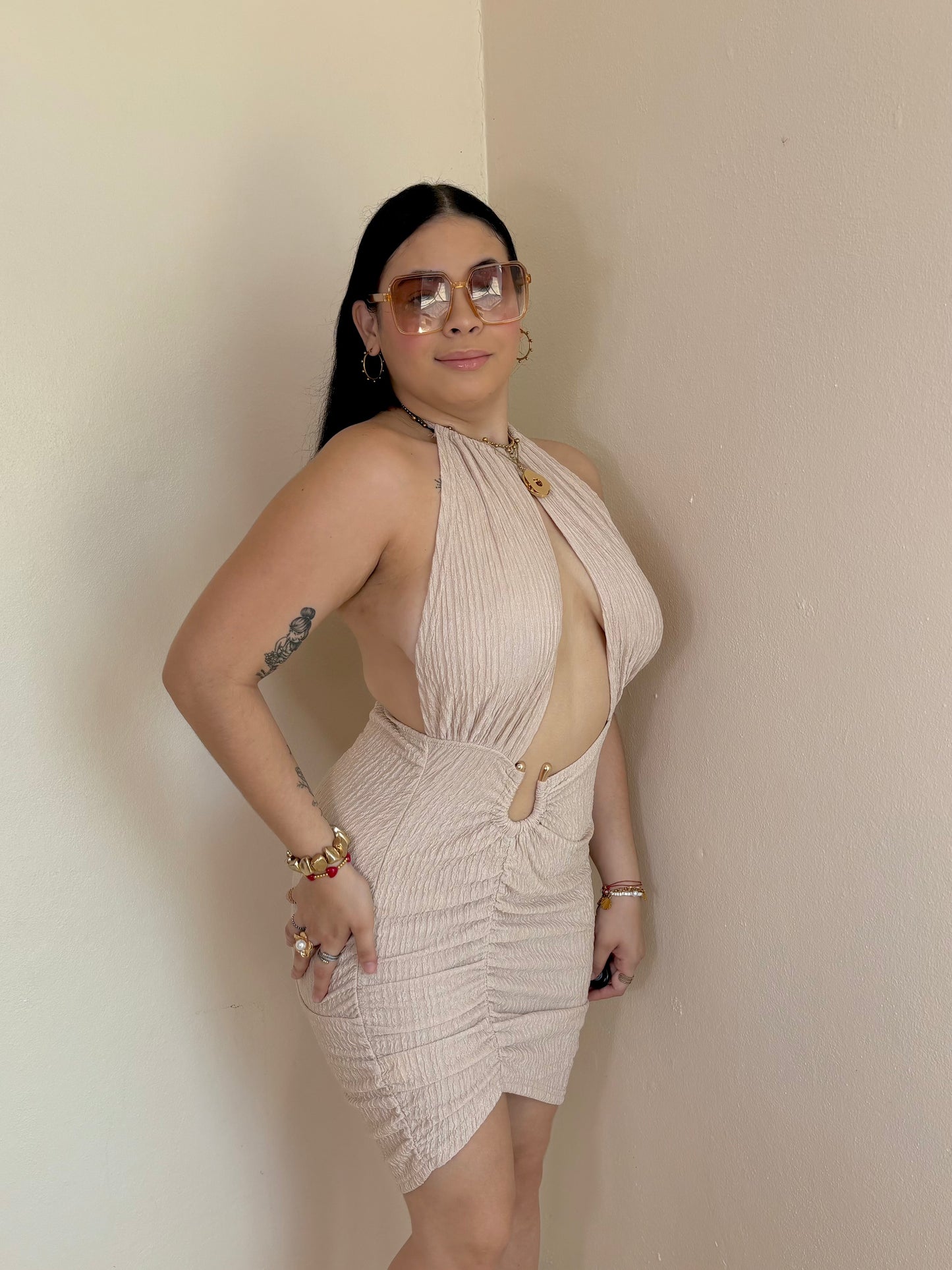 Beige Mini Dress