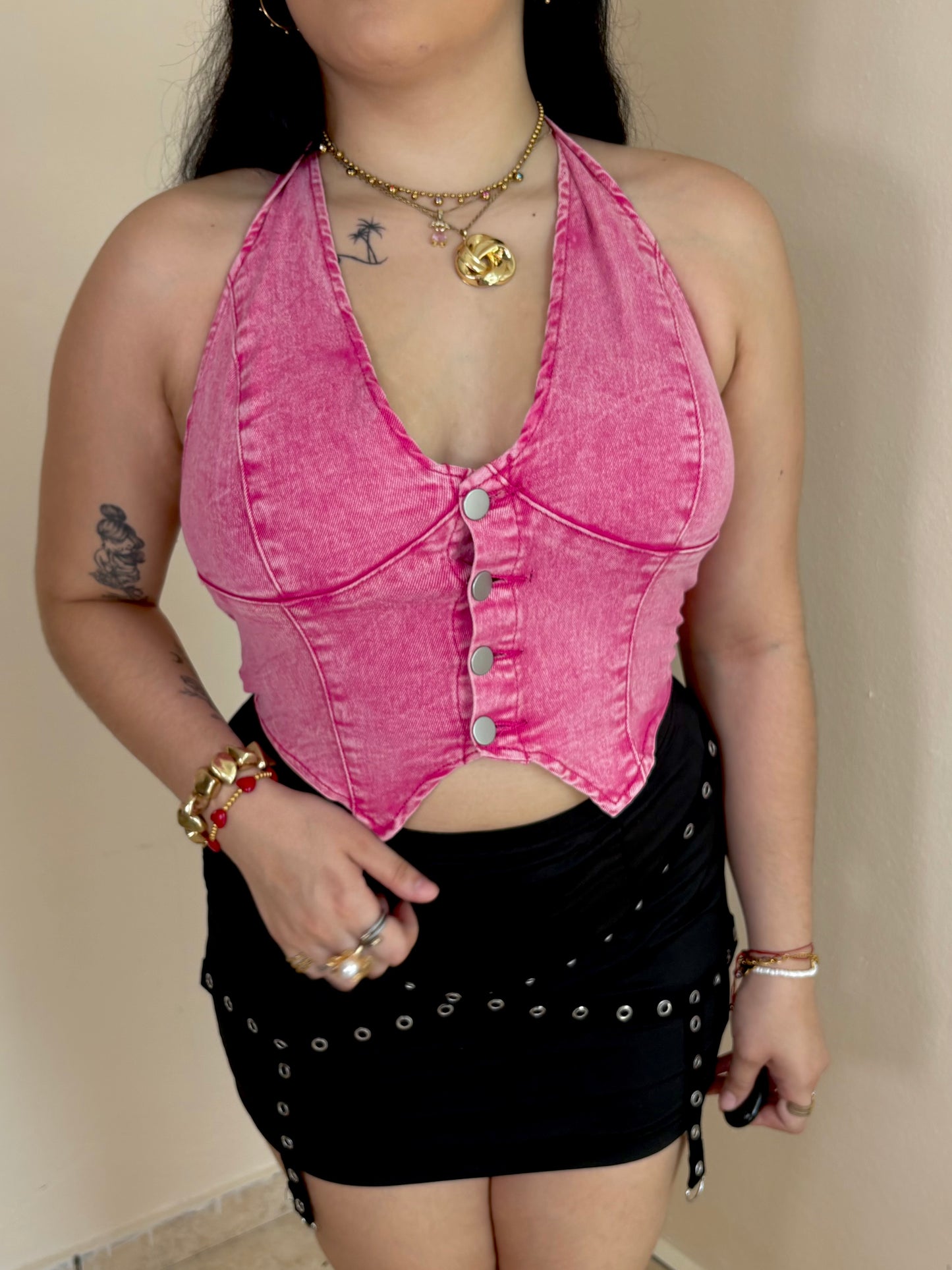 Pink Denim Top