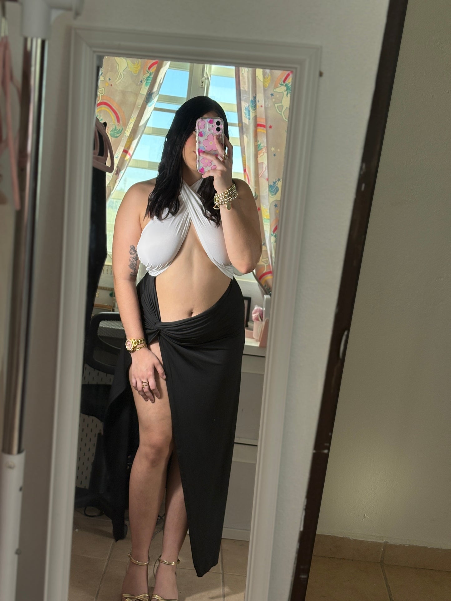 Sexy White & Black Maxi Dress