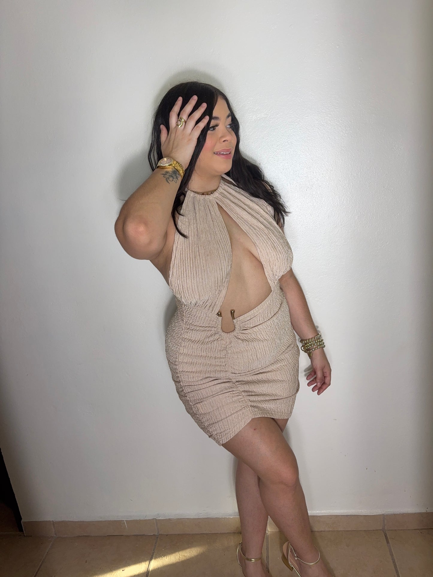 Beige Mini Dress