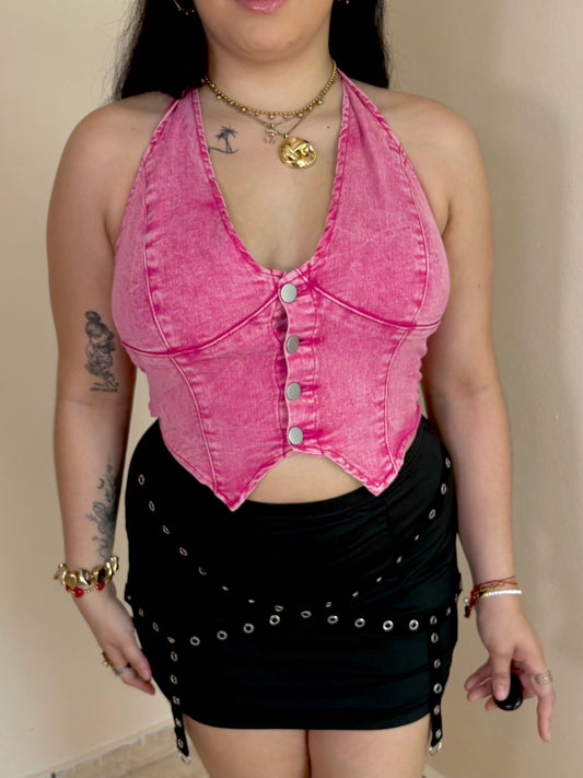 Pink Denim Top